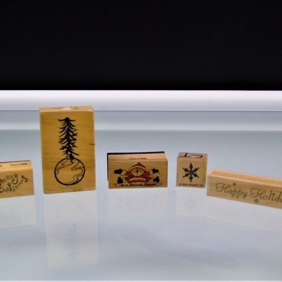 Lot Of 5 Christmas Rubber Stamps - Picture 5 of 5